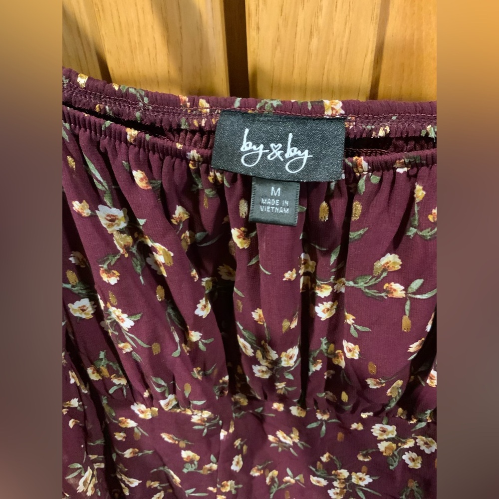 by & by Floral Burgundy Blouse - Picture 2 of 3
